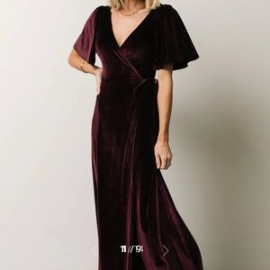 Velvet Wrap Dress in Dark Purple